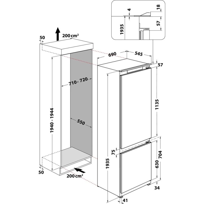 Whirlpool ugradbeni frižider SP40 812 EU 2