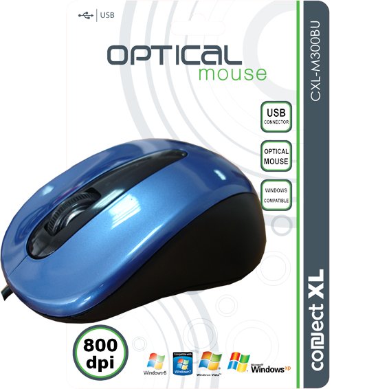 Connect XL optički miš 800dpi, USB, plava boja		