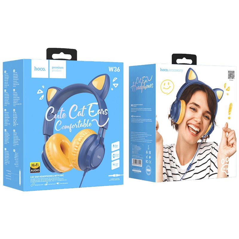 Hoco slušalice sa mikrofonom, mačije uši, plava 48586/HOCO W36MB