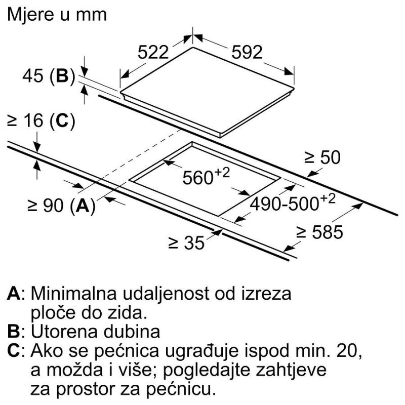 Bosch ugradbena staklokeramička ploča PKK611BB2E