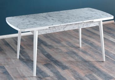 Lux Carrara trepezarijski sto, drvene noge, boja bijeli mermer