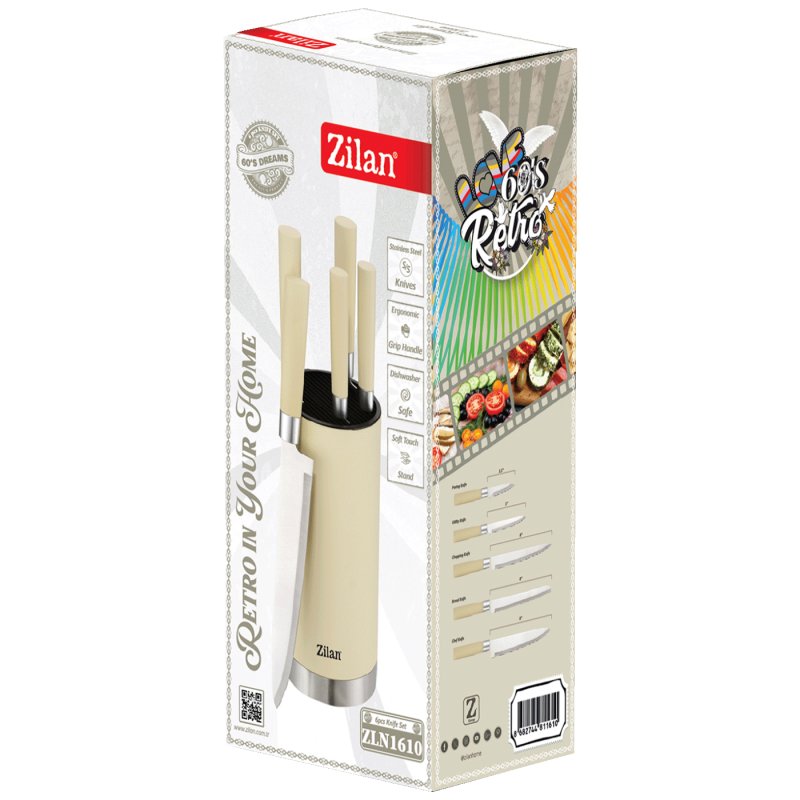 Zilan noževi, set sa stalkom, 6/1, Retro 53472/ZLN1610