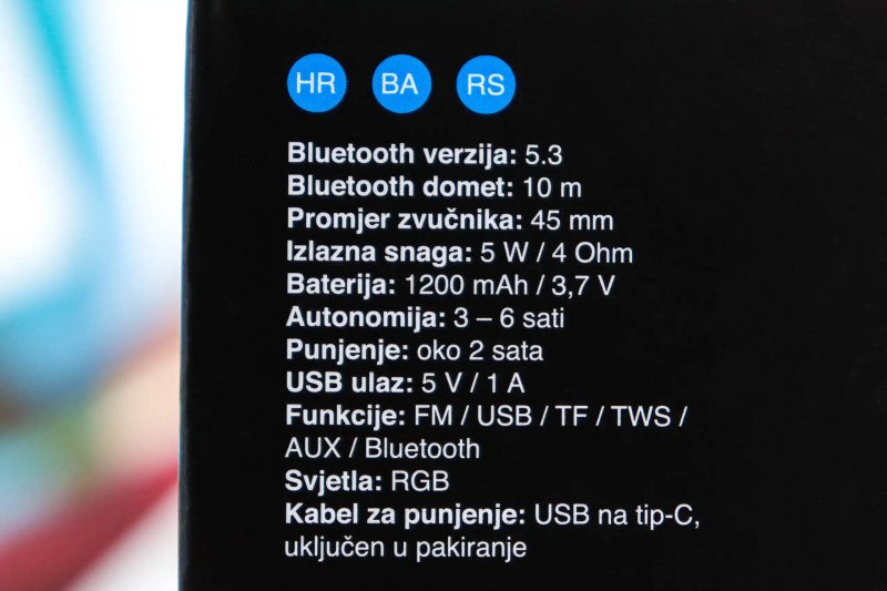 Gigatech bluetooth zvučnik RGB, B305