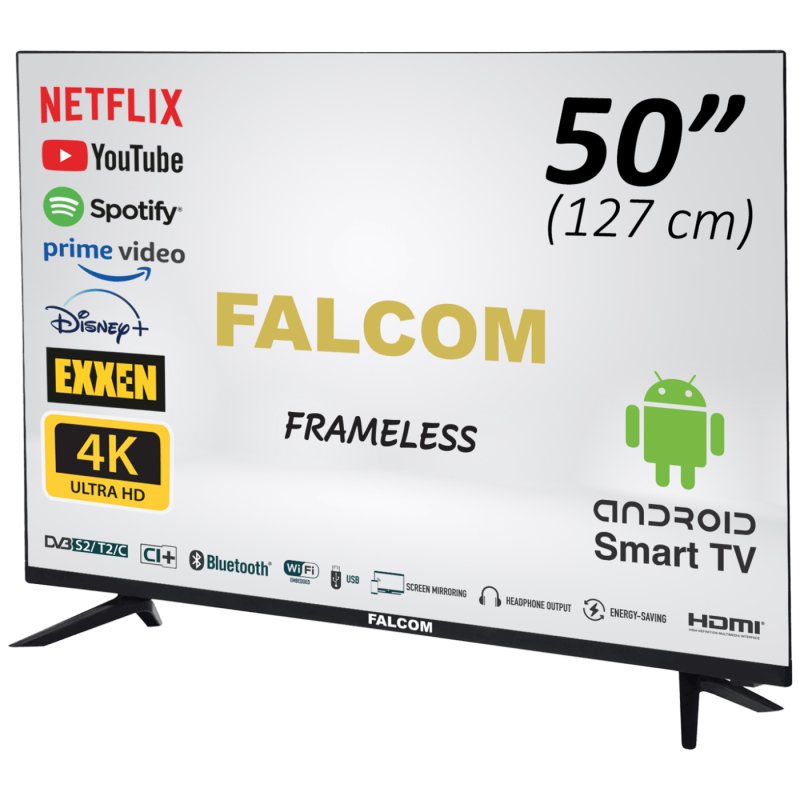 FALCOM LED TV, UHD 4K, DVB-S2/T2/C, 50LTF022SM