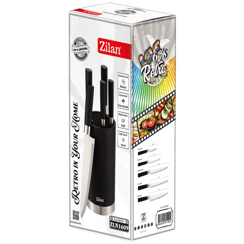 Zilan noževi, set sa stalkom, 6/1, Retro 53471/ZLN1609