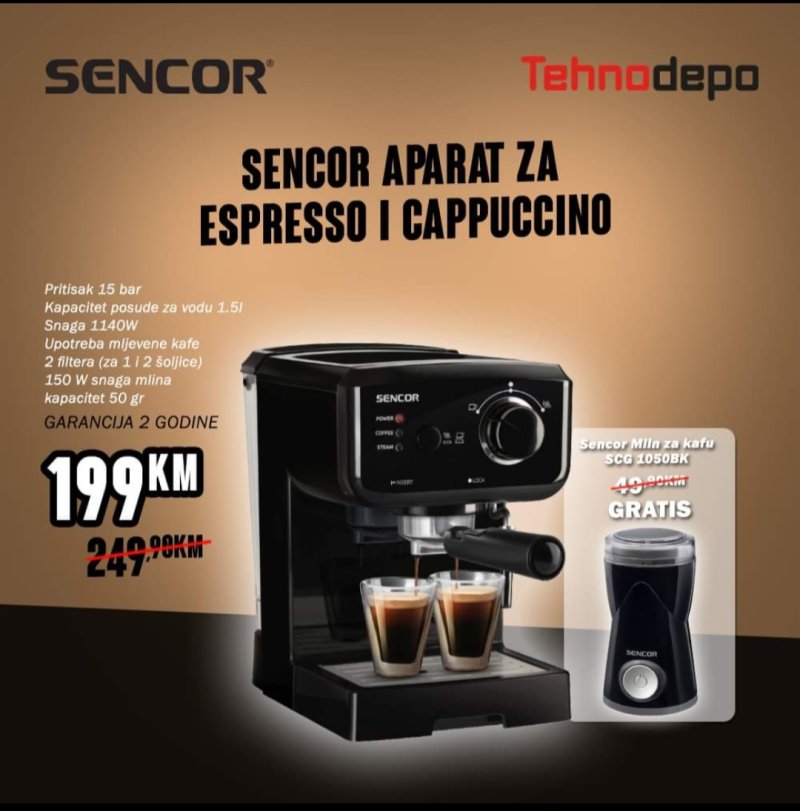 Sencor aparat za espresso i cappuccino SES 1710BK